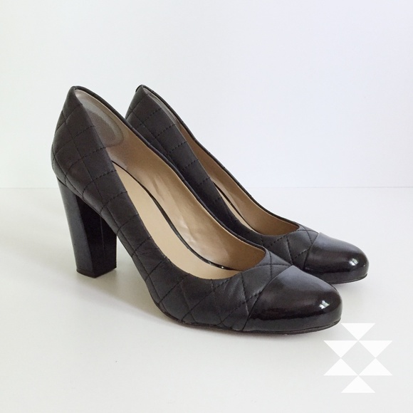 Ann Taylor Shoes - Ann Taylor Black Quilted Leather Block Heel Pump